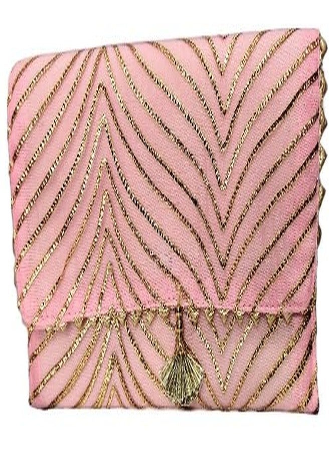 INDIACRAFT Women's Polyester Traditional Envelope Clutch/Hand Purse Bag for Casual, Party, Wedding. (Pink) - Image 1